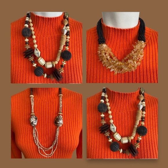 Chunky Boho Beaded Necklaces Chico’s and Kenneth Cole Set of 5 - Picture 1 of 10